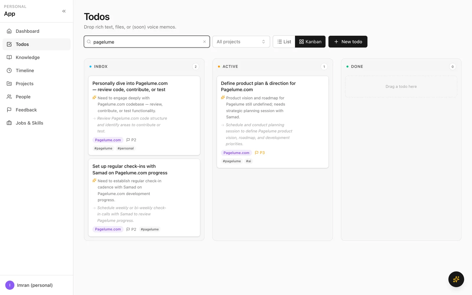 AI-categorized todos with next-action suggestions